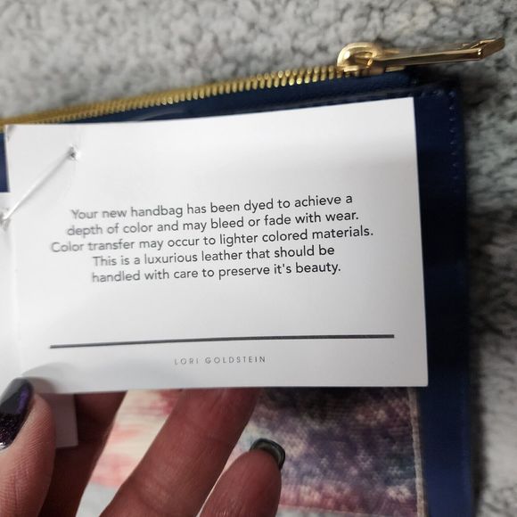LOGO by Lori Goldstein NWT Leather Envelope Pouch with RFID Sea Blue - Picture 3 of 13